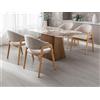 Sedia con braccioli in Tessuto e Legno di hevea Beige - Lotto di 2 - SOLUNA