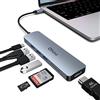 Qhou Adattatore USB C HUB, alluminio USB C Dock 7 in 1 USB C con 4K @30 HDMI, USB 3.0 * 3, PD, SD/TF compatibile per MacBook, Surface Pro/Go, iPad Pro/Air, laptop e dispositivi di tipo C