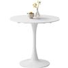 Uderkiny Tavolo Rotondo 80 cm,Tavolo Tondo,Adatto per 2-4 persone,Pannello MDF/Struttura in Metallo,Adatto Per Sala da Pranzo Cucinao,Bar,Soggiorno (Bianco)