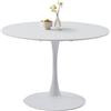 Uderkiny 110 cm tavolo rotondo da pranzo, Tavolo rotondo 110 cm, Tavolo tondo, Adatto per 6-8 persone, Pannello MDF/gambe in metallo ferroso, adatto per cucina/sala da pranzo, bar, soggiorno (Bianco)