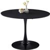 Uderkiny 110 cm tavolo rotondo da pranzo, Tavolo rotondo 110 cm, Tavolo tondo, Adatto per 6-8 persone, Pannello MDF/gambe in metallo ferroso, adatto per cucina/sala da pranzo, bar, soggiorno(Nero)