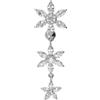 PIERCINGLINE Piercing per ombelico in acciaio chirurgico, 3 grandi fiori di cristallo, colore a scelta, 5 mm, acciaio chirurgico 316L