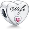 Doyafer Moglie'S 925 Argento Charms 5a Zircon A Forma Di Cuore Charm Gioielli Adatto Braccialetti Da Donna Collane Per La Famiglia