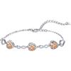 Qings Bracciale Donna Citrino Cuore Argento 925 Novembre Bracciali Regolabili Simbolo dell'infinito Pietra di Nascita con 3 Charms Zirconi a Forma di Cuore Regali di Natale per la Mamma Ragazze Lei
