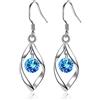 Zolkamery Set di Gioielli in Argento per Donna, Set di Gioielli da Donna in Argento Sterling 925 con Zirconia Bianca/Blu/Rosa, Collana con Ciondolo Twist Ipoallergenico e Orecchini Pendenti a Gancio