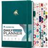 Clever Fox Agenda giornaliera 2a edizione - Organizer per attività con blocco orario non datato con programma orario e lista di cose da fare, formato A5, 6 mesi (verde acqua scuro)