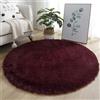 Hiseng Rotonda Shaggy Tappeto per Soggiorno, Hiser Moderno Soffice Peloso Ultra Molle Antiscivolo Tappeti Moquette per Interni Divano Camera da Letto Bambino Cameretta (Vino Rosso,80x80cm)