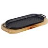Generic Grande vassoio da bistecca in ghisa con manico, piatto da portata da cucina in ghisa con vassoio in legno per servire e intrattenere in modo elegante a casa