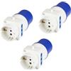 Poly Pool PP0642.3 Kit 3 Adattatori Industriali Triplo CEE 3 Poli Spina IEC309 Grande 16A, 2 Prese Standard Italiano Bivalenti e 1 Presa Civile Standard, 3 Pezzi