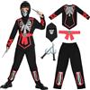 Sincere Party Costume Ninja Unisex,Skeleton Skull Print Ninja Fancy Dress Up Costume per Ragazzi e Ragazze 12-13 anni
