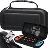 Retoo Custodia per Console Nintendo Switch, Custodia da Trasporto con 10 scomparti, Cover Protettiva, Rigida, Portatile, Valigia con Maniglia, Tasca per Accessori, 23 cm x 123 cm x 5 cm, Nero