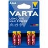 VARTA MINISTILO AAA LONGLIFE MAX POWER VARTA - BLISTER 4 BATTERIE LR03/MN2400-VAR4703101404