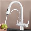 ZPSPZ Rubinetto 3 Vie Cucina con Doccetta Estraibile Bianco Rubinetto Lavello Cucina Girevole A 360° Ottone Miscelatore Cucina 3 Vie-Bianco