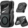 UEEBAI Custodia Magnetica per Samsung Z Flip 7 FE/Z Flip 6/Z Flip 5 5G, Wave Frame Custodia in Silicone Liquido con Ricarica Senza Fili, Cover Protettiva Antiurto Bumper Flip Case, Nero