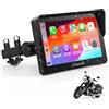 Carpuride W502per CarPlay per Moto e Android Auto - Navigazione GPS Impermeabile da 5 pollici per Moto, Condivisione di Musica, Interfono, EQ, Sensore di Luce, Bussola, Barometr