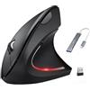 Wowssyo wireless Mouse ergonomico verticale, 1600/1200/800 DPI, 5 pulsanti, senza fili mouse ottico bluetooth vertical USB 2.4G per Windows e Mac OS