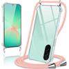 Coiwxmoi Cover per Samsung Galaxy A26 5G con Cordino 6,64,Trasparente Custodia con Laccio Tracolla Corda Catena Cinghia,Ultra Morbido Silicone TPU Antiurto Case per Samsung A26 5G, Oro Rosa