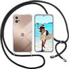 ISOI Cover con Cordino per Motorola Moto G32, Custodia Trasparente con Collana Tracolla Laccio Collo Ultra Sottile Morbido TPU Silicone Antiurto AntiGraffio Antiscivolo Case, Nero