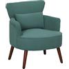 HOMCOM Poltroncina con Braccioli Moderna, Imbottita con Cuscino Lombare, Gambe in Gomma, Verde Scuro