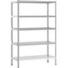 HOMCOM Scaffale da Cucina a 5 Livelli Regolabili su 13 Altezze Diverse, in Acciaio Inox, 91x40x139 cm, Argento | Aosom Italy