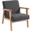 HOMCOM Poltrona per Salotto Stile Vintage Imbottita con Braccioli in Legno, 68.5x78.5x75 cm, Grigio Scuro | Aosom Italy