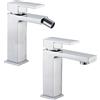 OGOMONDO Miscelatore rubinetto bidet cromato + miscelatore rubinetto lavabo cromato bagno casa