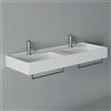 CERAMICA ALICE Lavabo Hide sospeso cm. 120x45 doppia vasca rettangolare in ceramica bianco - Cod. Articolo: 31260101S