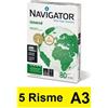 Navigator Carta A3 Navigator Universal per fotocopie (80 gr) - 5 risma da 500 fogli