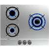 Cecotec Piano cottura a gas Bolero Squad G 3200S Inox. 6250W, 3 fuochi, acciaio inox, griglie individuali in ghisa, bruciatore WOK tripla corona, accensione elettrica, sistema sicurezza valvole.