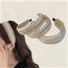 MSLSOZ Set di 3 fasce in metallo con involucro in tessuto, accessori per capelli naturali da donna, decorazione per capelli per vacanze al mare e regali (cachi)