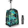 Invicta Trolley Scuola Benin Fantasy, Blu e Verde, 2 in 1, Con Spallacci Uso Zaino, Tasca porta Borraccia e Porta Laptop, Scuola & Viaggio, Ragazzi Borraccia, Nero, Borra