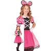 FIESTAS GUIRCA Costume da bambina Topolino rosa - Fascia con orecchie di topo e abito a pois, costume per bambini, bambine età 7-9 anni