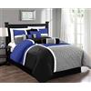 Chezmoi Collection Upland - Set copripiumino trapuntato patchwork, 7 pezzi, colore: blu/nero/grigio, per letto queen-size
