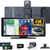 Antika 10.26 Wireless Carplay Screen 360 Rotazione 4K Dash Cam Carplay/Android Auto Stereo Auto Ricevitore Audio Auto con 1080p Backup Camera GPS Navigation/Specchio Link/Controllo vocale / Siri