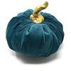 Declea Zucca Decorativa in Velluto Decorazione Autunnale tavola Camino e casa, Cuscino a Forma di Zucca in Velluto Morbido Realizzato a Mano, Petrolio