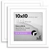 Americanflat 10x10 Picture Frame with Polished Plexiglass - Set of 2 - Use as 8x8 Frame with Mat or 10x10 Frame Without Mat - Galleria Collection - Gallery Frames for Tabletop and Wall Display - White