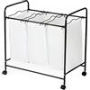Compactor Cesto Portabiancheria a 3 Scomparti su Ruote, Acciaio Cromato e Policotone, 74 x 45.5 x 75 cm, Bianco/Nero, RAN10996