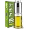 ZOLMER® Spruzzatore olio per olio da cucina - spray per friggitrice ad aria calda, cucina, cucina e barbecue - flacone spray olio in vetro e acciaio inox - senza BPA, ricaricabile, finemente spruzzato