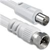 1aTTack.de Cavo adattatore per antenna satellitare 5,0 metri 2x connettore F schermato > connettore coassiale SAT bianco F- coassiale St 80db