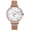 Alienwork Orologio Donna Oro rosa Cinturino in Maglia Metallo Bianco Ultra-sottile Elegante