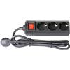 ADAM HALL 8747 S3 CIABATTA MULTIPRESA 3 PRESE 16A SCHUKO USCITE 2P+T INTERRUTTORE LUMINOSO CAVO CORRENTE 1.4MT 3X1.5MM2
