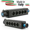 EXTREME POWERBOX NERO CIABATTA ALIMENTAZIONE PALCO MADE IN ITALY SPIA RETE INGRESSO SPINA 16A 3P 5-USCITE UNEL E PRESA LOOP OUT 16A
