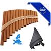 HORA FLAUTO DI PAN SOLIST CONTRALTO IN SOL MADE IN EUROPE + BORSA 15 CANNE SOL1-SOL3 IN ACERO FORMA CURVA ORNAMENTO INTAGLIATO