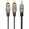 CABLEXPERT 3.5 MM STEREO PLUG TO 2*RCA PLUGS 2.5M CABLE, GOLD-PLATED CONNECTORS