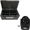 SHEHDS LED BEE EYE 615 BUNDLE 4 TESTE MOBILI EFFETTO LUCE BEAM E WASH RGBW 6 X 15 WATT DMX + CASE