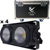 GOLDEN CENTURY GZ2B WARM+COLD WHITE BLINDER LED 2 x 100 WATT WARM WHITE DMX - AUTO - MASTER SLAVE - AUTO - SOUND ACTIVE 4 PEZZI + CASE