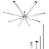 VEVOR Ventilatore da Soffitto da 213 cm Senza Luce, Telecomando a 6 Velocità, 8 Pale in Alluminio, Motore DC Reversibile, Moderno Ventilatore a Filo per Soggiorno, Patio, Nichel Spazzolato