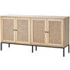 VEVOR Mobile in Rattan 1500 x 360 x 810 mm Cassettiera in Rattan con 4 Ante Magnetiche e Ripiani Regolabili, Mobile Portaoggetti, Credenza Buffet per Corridoio, Ingresso, Soggiorno, Cucina, Corridoio
