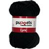 Puppets Lyric - Filato per uncinetto, spessore 8, 50 g, lunghezza 70 m, colore: Nero