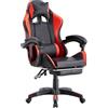 Brigros - Sedia da gaming racing ergonomica con braccioli reclinabile, poltrona ufficio girevole, con rotelle, poggiapiedi, poggiatesta e cuscino lombare, similpelle, Portata: 125kg (Rosso)